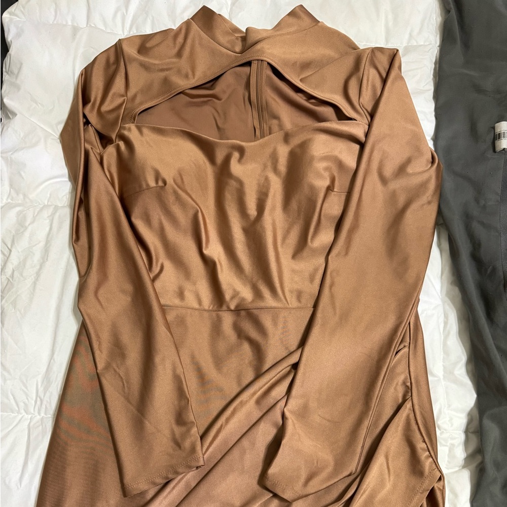 Fashion Nova Dress | Gold Party Dress | Plus Size Night Out Dress | Wrap Dress